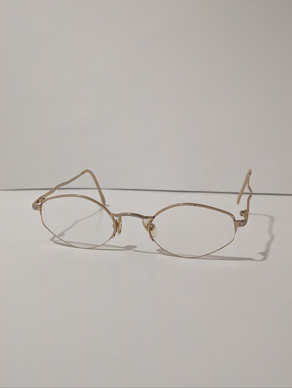 Vintage Essence Essentials Gold Silver Metal Eyeglass Frames Japan 2008